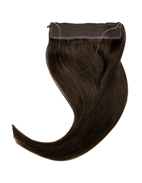 Extension filo invisibile capelli veri Remy hair lisci 50 cm - castano scuro