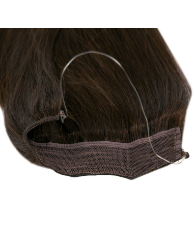 Extension filo invisibile capelli veri Remy hair lisci 50 cm - castano scuro