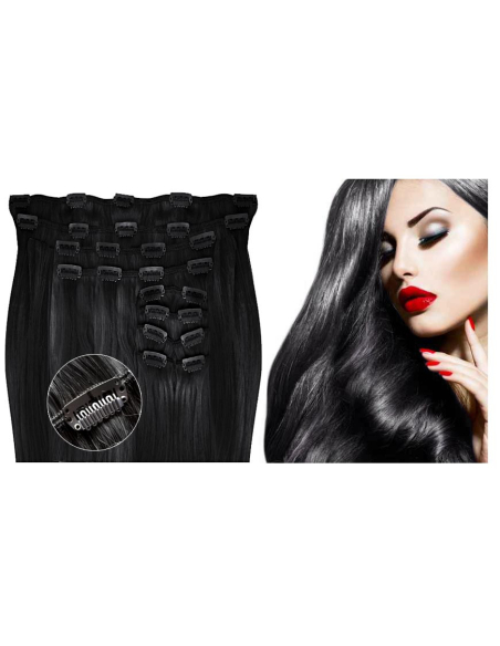 Extension clip volume LUXE 180 g capelli lisci veri 53 cm - nero