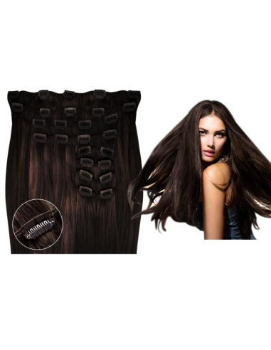 Extension clip volume LUXE 180 g capelli lisci veri 53 cm - castano scuro