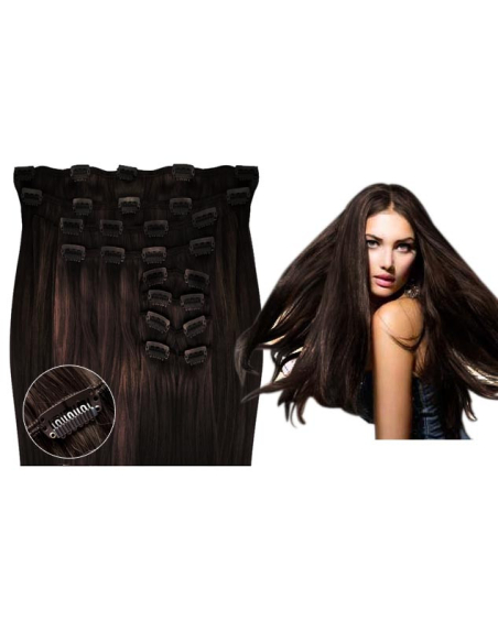Extension clip volume LUXE 180 g capelli lisci veri 53 cm - castano scuro