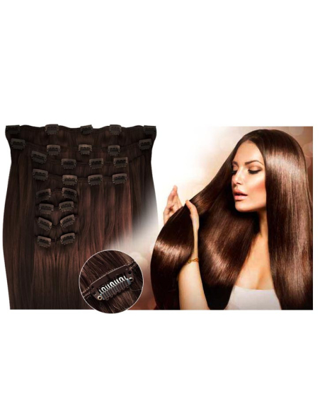 Extension clip volume LUXE 180 g capelli lisci veri 53 cm - cioccolato