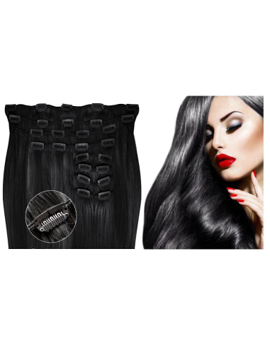 Extension clip volume LUXE 180 g capelli lisci veri 63 cm - nero
