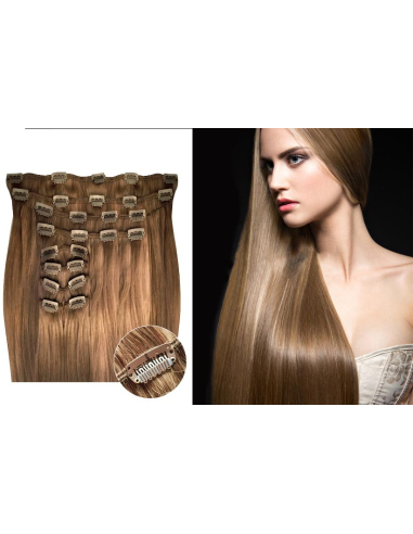 Extension clip volume LUXE 180 g capelli lisci veri 63 cm - castano chiaro