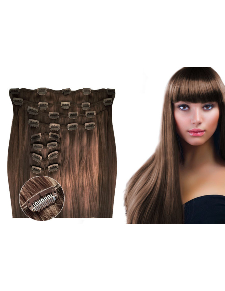 Extension clip volume LUXE 180 g capelli lisci veri 63 cm - castano nocciola