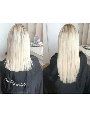 Extensions à chaud blond platine cheveux raides 63 cm 0.85 Gr