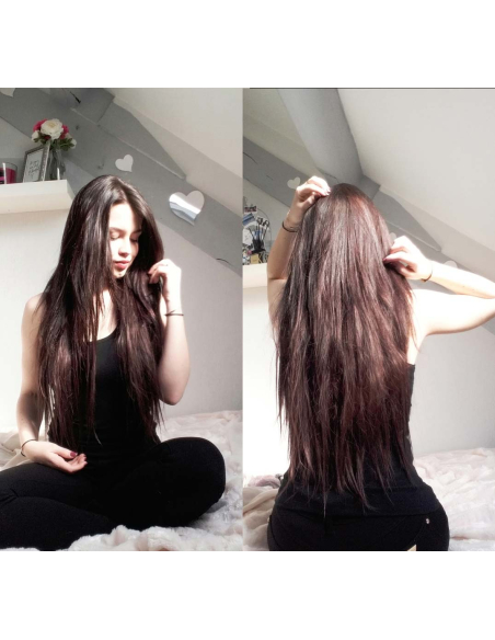 Extension filo invisibile capelli veri Remy hair lisci 50 cm - cioccolato