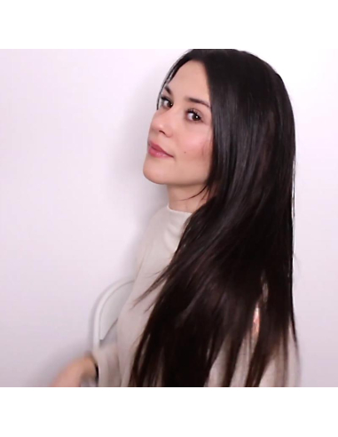 Extension filo invisibile capelli veri Remy hair lisci 50 cm - castano scuro