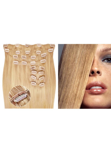 Extension clip volume LUXE 180 g capelli lisci veri 63 cm - biondo cenere