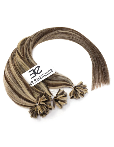Extension cheratina capelli lisci 63 cm - cioccolato con mèches biondo chiaro