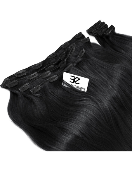 Extension clip volume LUXE 180 g capelli lisci veri 53 cm - nero