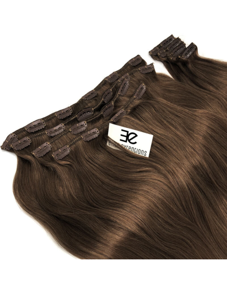 Extension clip volume LUXE 180 g capelli lisci veri 53 cm - castano