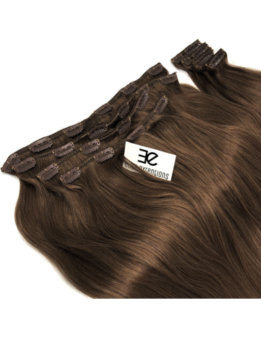 Extension clip volume LUXE 180 g capelli lisci veri 63 cm - castano
