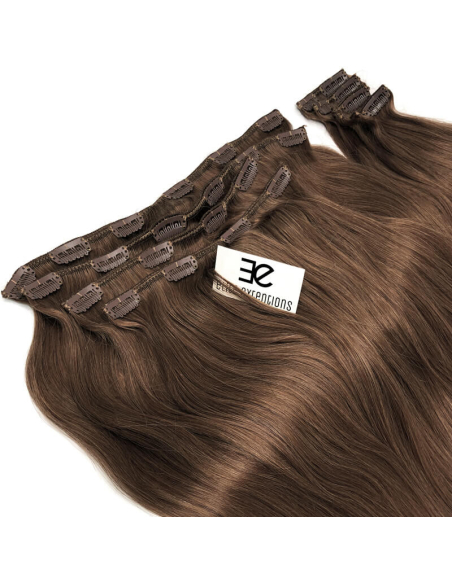 Extension clip volume LUXE 180 g capelli lisci veri 63 cm - castano nocciola