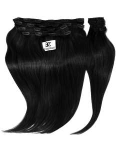 Extension clip volume LUXE 180 g capelli lisci veri 53 cm - nero