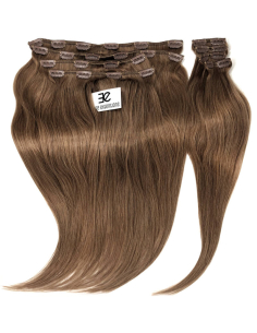 Extension clip volume LUXE 180 g capelli lisci veri 53 cm - castano chiaro