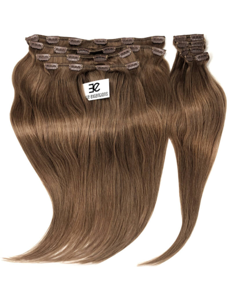 Extension clip volume LUXE 180 g capelli lisci veri 53 cm - castano chiaro