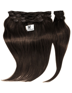 Extension clip volume LUXE 180 g capelli lisci veri 63 cm - castano scuro