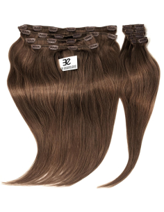 Extension clip volume LUXE 180 g capelli lisci veri 63 cm - castano nocciola