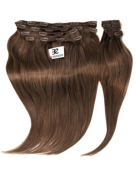 Extension clip volume LUXE 180 g capelli lisci veri 63 cm - castano nocciola