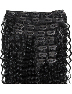 Extension clip volume LUXE 180 g capelli ricci veri 63 cm - nero