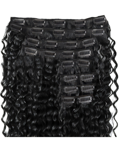 Extension clip volume LUXE 180 g capelli ricci veri 63 cm - nero
