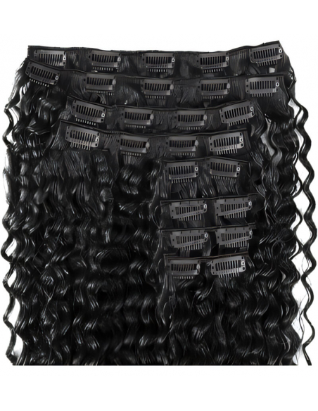 Extension clip volume LUXE 180 g capelli ricci veri 63 cm - nero