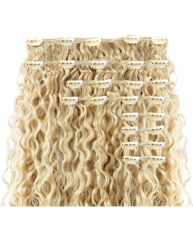 Extension clip volume LUXE 180 g capelli ricci veri 63 cm - biondo chiaro