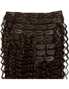 Extension clip volume LUXE 180 g capelli ricci veri 63 cm - cioccolato