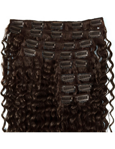 Extension clip volume LUXE 180 g capelli ricci veri 63 cm - cioccolato