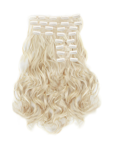 Extension clip volume LUXE 180 g capelli mossi veri 63 cm - biondo platino