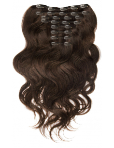 Extension clip volume LUXE 180 g capelli mossi veri 63 cm - cioccolato