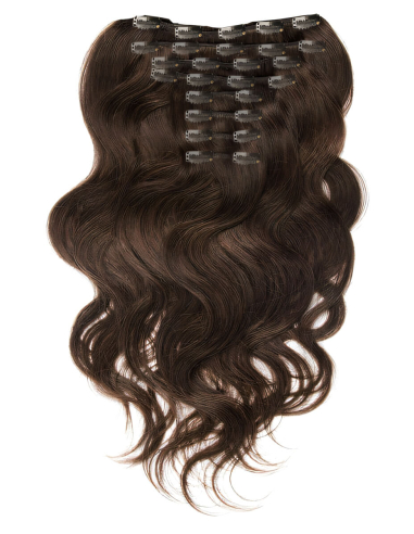 Extension clip volume LUXE 180 g capelli mossi veri 63 cm - cioccolato