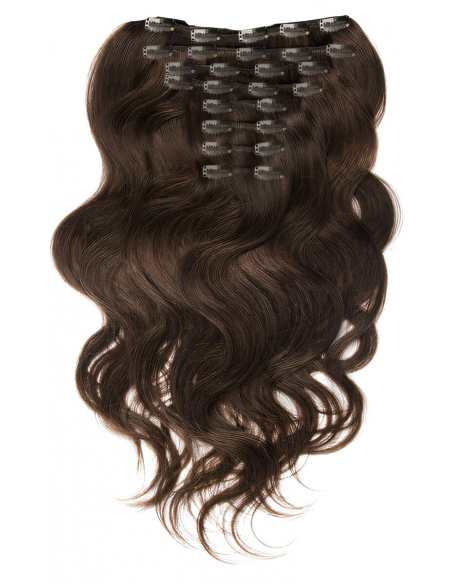 Extension clip volume LUXE 180 g capelli mossi veri 63 cm - cioccolato