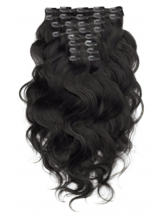 Extension clip volume LUXE 180 g capelli mossi veri 63 cm - nero
