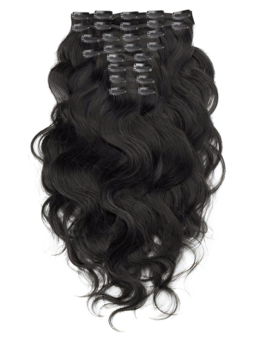 Extension clip volume LUXE 180 g capelli mossi veri 63 cm - nero