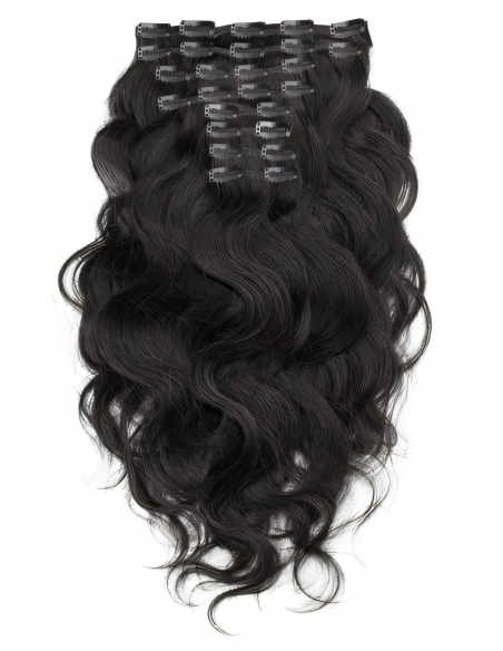 Extension clip volume LUXE 180 g capelli mossi veri 63 cm - nero