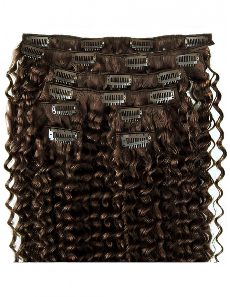 Extension clip capelli ricci 63 cm - castano nocciola
