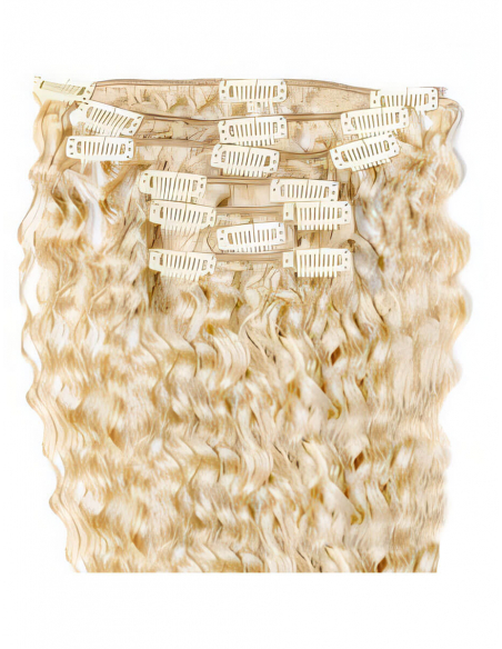 Extension clip capelli ricci 63 cm - biondo chiaro