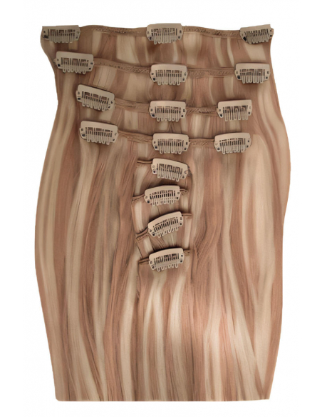 Extension clip capelli lisci 53 cm - biondo dorato con mèches biondo chiaro